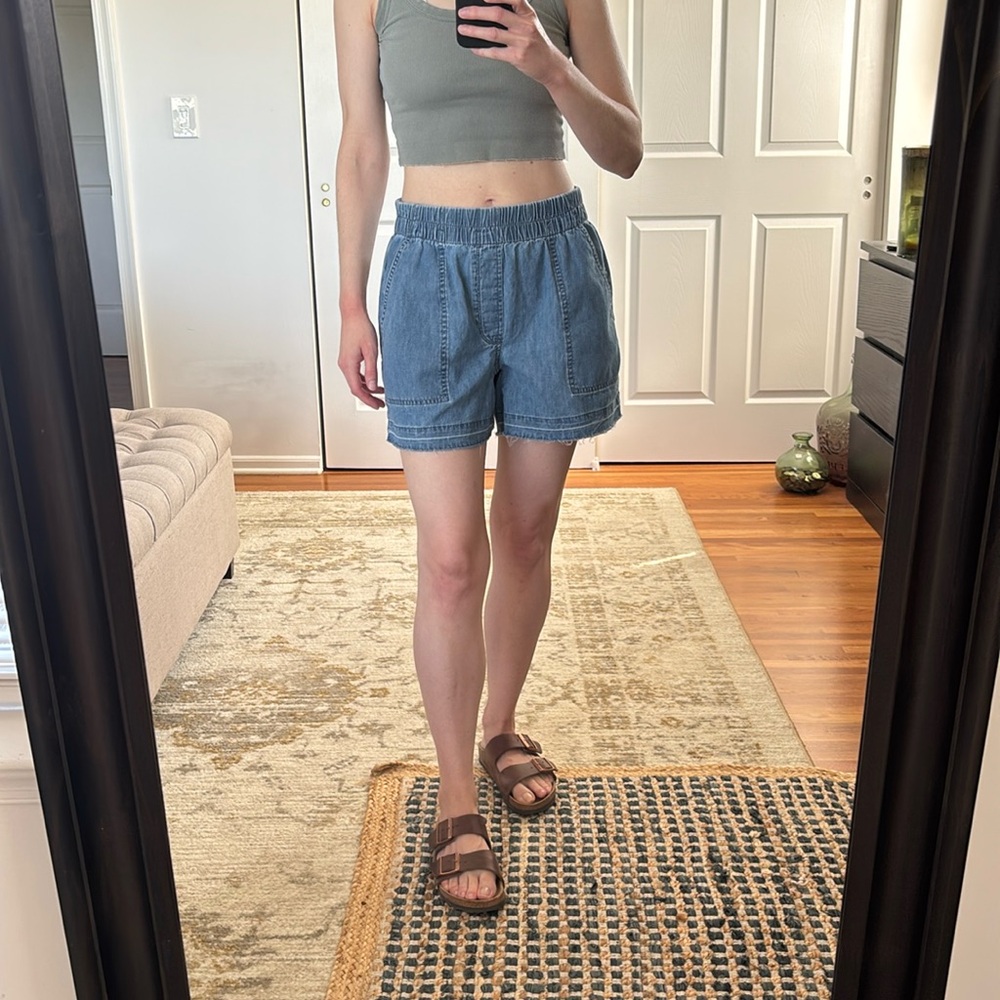 GAP Light Blue Denim Chambray High Waist Shorts Size XS